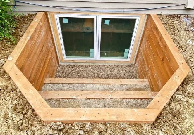 Basement Wood Window Wells